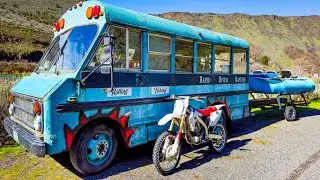 24 Hours Camping & Fishing Out Of A Bus By The River.