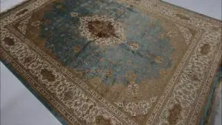 Silk 400 KPSI Kerman Traditional Handmade 9' x 12' Blue Rug | PIX-26445 @bestrugplace