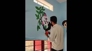 #panda on the #wall #interiordesign #painting#ideas#wallpainting#design#diy#subscribe#shorts#crafts