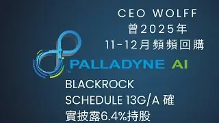 CEO BEN WOLFF回購+BLACKROCK 增持6. 4% Palladyne AI股份 ， 韓國知名散戶分析 Palladyne 為 美國軍方未來的核心AI 