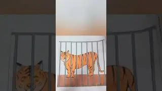 Tiger in a cage Painting || #tiger #painting #art  #tigerpainting #tigerinthezoo #cage