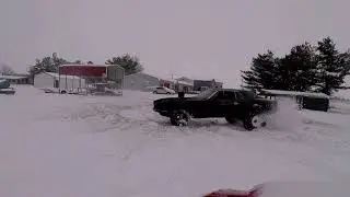 Mad Max Mustang does big snow burnout and donuts!