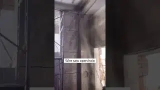Robot electric wire saw applications. Open hole. #demolition #concretecutting #wiresaw #floorsaw