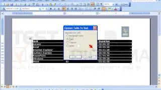 Convert the table appearing on the page into text. Set the symbol # as text delimiter.