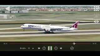 A350-1000 qatar-one world/ landing with cross winds 