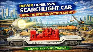 REPAIR LIONEL 6520 SEARCHLIGHT CAR REWIRE REPRODUCTION LIGHT#postwar#trains ,#modelrailroad,#repair