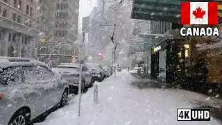 🇨🇦 【4K】❄️❄️❄️ HEAVY SNOWFALL in Canada!!! Downtown Vancouver BC, Canada.
