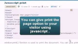 JAVASCRIPT Tutoriral : Javascript print