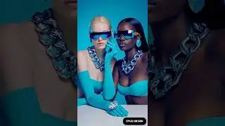 Two Fashionistas 🩵 & deep color contrast #fashion #aimodels #fashionshow #runway #shorts #ytshorts