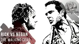 Rick vs. Negan - Walking Dead drawing
