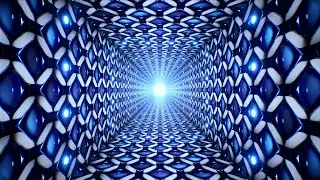 4K Screensaver - Flickering Blue Glass Tile Tunnel (No Audio)