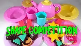 Shape cookie competition| Learn shapes with colored cookies! Sparkle pop toys