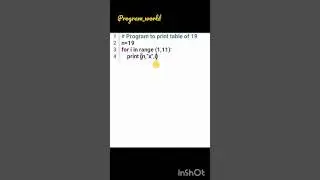 Program to print table of 19 #program #programming