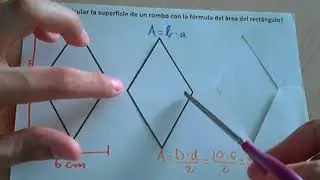 Calcular el área de un rombo a partir del área de un rectángulo