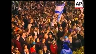 About 10,000 Jewish settlers and backers are staging a protest in downtown Jerusalem in what they sa