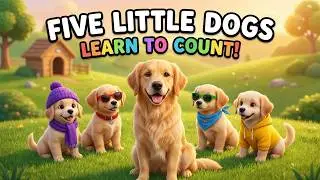 Five Little Dogs Sing Along! | Puppies Nursery Rhyme & Counting Song