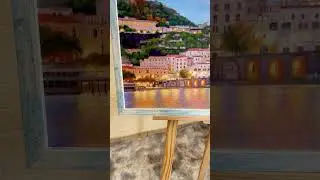 Quadro Sunset on Amalfi Dipinto a Mano Olio su Tela | Capri Canvas