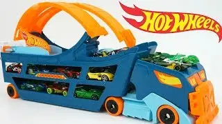Hot Wheels Stunt & Go Hauler Truck Race Track Launch Cars Storage 360 Loop