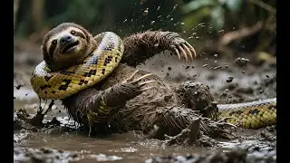 Mud Trap Terror: Sloth&rsquo;s Fight for Survival#MudBattle#WildlifeClash #AnimalConflict