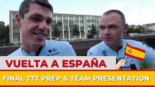 TTT prep and Vuelta a Espa&ntilde;a team presentation - joke with Froomey