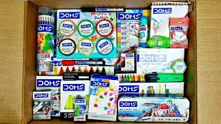 Unboxing DOMS Stationery, Modelling Dough, Pencil, Oil Pastel, Poster Colour, Eraser, Wax Crayons