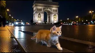 The Cutest Paris Night Tour 🗼 | Brick the Kitten explores iconic landmarks