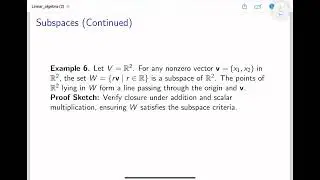 More Examples & Properties of Subspaces