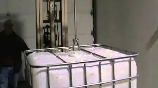 IBC Gear Drive Tote mixer gear drive with folding impeller installed in tote tank