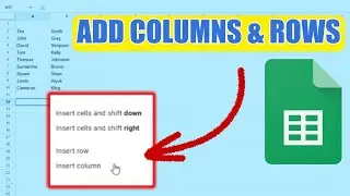 How to Add COLUMNS and ROWS in Google Sheets | Spreadsheet Tutorial