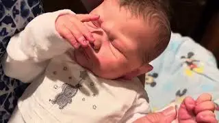 Reborn box opening Cody fake baby, role play fun. Sleeping grumpy babies