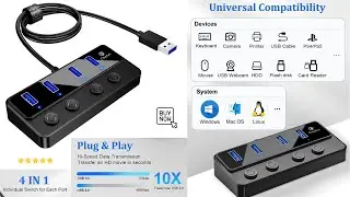 USB Hub 3.0, 4-Port USB 3.0 Hub, Qeefun USB Hub with 2ft Extended Cable, USB Adapter USB Extender