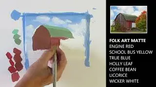 How to Paint a Barn Using PLAID Folk Art Matte - #acrylicpainting #plaidpaints #folkartpaint