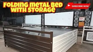 6&times;6 folding metal with storage #metalbed king size bed double bed with storage #foldingdiwan #bed