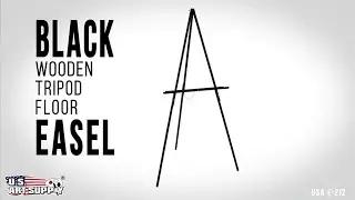 U.S. Art Supply | Black Wooden Tripod Floor Easel | USA E-212