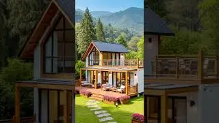 Peaceful Modern Cabin House Exterior | Nature-Inspired Small House with Deck Design