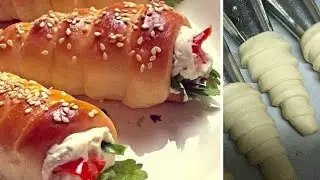 كورنيه الجبنه / اقماع الجبنه | العجينه القطنيه السحريه 🥐🥨