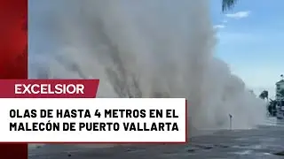 Olas de hasta 4 metros en el malec&oacute;n de Puerto Vallarta