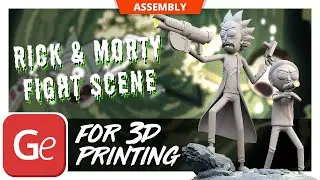 Rick & Morty Fight Scene 3D Printing Figurines in Diorama | Assembly by Gambody