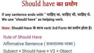 Should have का प्रयोग || Use Of Should have || Helping Verb Should have || English Grammar