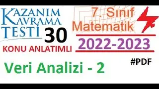 7. Sınıf | Kazanım Testi 30 | Veri Analizi 2 | 2022 2023 | Matematik | EBA | MEB | 2023 | Kavrama