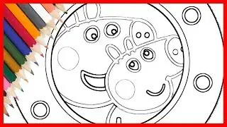 COLORING PEPPA PIG IN ROCKET - DRAWING VIDEO FOR KIDS AND TODDLERS FUN 2018 COLORS
