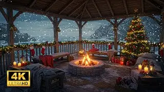 🔴 Warm Firelight in a Peaceful Seaside ❄️ Crackling Wood & Natural Sounds for Reset | Fireplace 4K