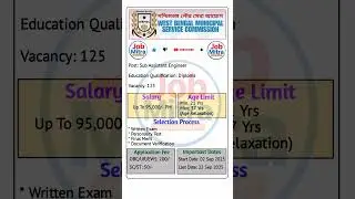 West Bengal Municipal Service Sub Assistant Engineer भर्ती 2025 Out | High Salary | Job Mitra