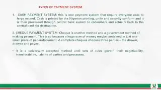 WEEK 5 PAYMENT SYSTEM AND BANK LENDING