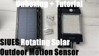 SIUES 2021 360&deg; Rotating Solar Outdoor Motion Sensor 70 LED Security Light unboxing and instructions