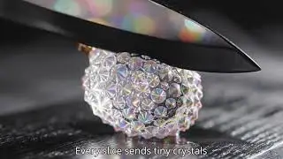 Cutting a Crystal Glass Litchi | Hyper-Realistic ASMR | Deep Crack Satisfying Slice
