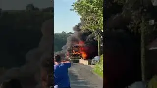 Combine Harvester Fire in UK 🔥 Shocking Farm Incident Caught on Video #breakingnews #news #foryou