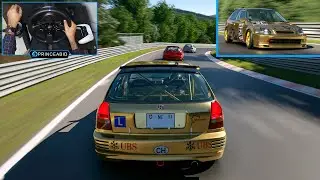 Honda Civic Type R EK Touring Car on Nurbergring - THE GREEN HELL | GT7 | Steering Wheel Gameplay
