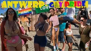 Antwerp, Belgium, Gay Pride party after parade, August 2022 [4K, 60fps]