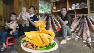 Harvesting bamboo shoots at the beginning of the season and cooking dishes from bamboo shoots